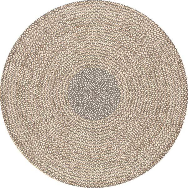 nuLOOM Draya Braided Jute Gray 4 ft. Round Rug