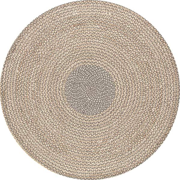 nuLOOM Draya Braided Jute Gray 6 ft. Round Rug TADC01B-R606 - The Home Depot