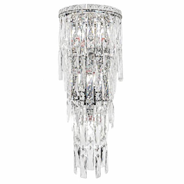 Modern Crystal Wall Sconces, Chrome Luxury Wall Light with K9 Acrylic Drops, Elegant Indoor Lighting for Bedroom