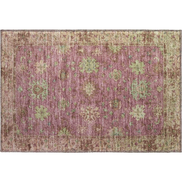 Mayfield Premium Machine Washable Abstract AMF2052 Pink 2 ft. x 3 ft. Accent Rug