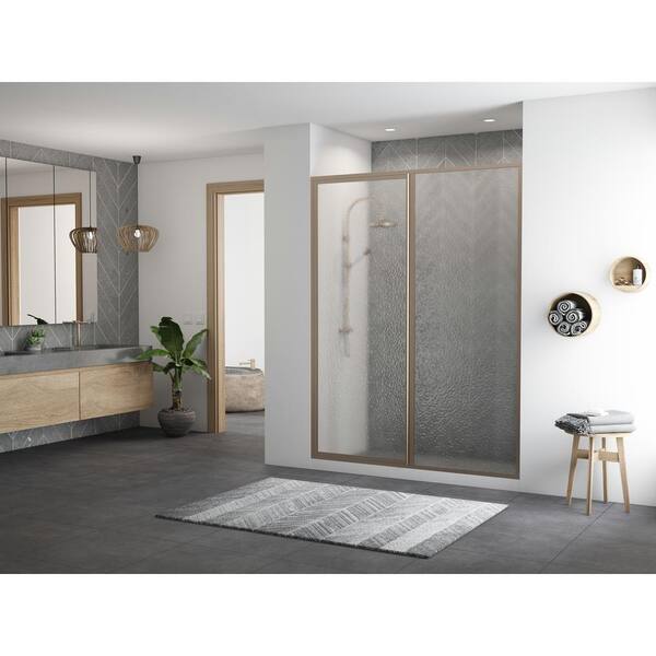 Coastal Shower Doors Legend 38.5 in. to 40 in. x 66 in. Framed Hinge Swing Shower Door with Inline Panel in Brushed Nickel with Obscure Glass