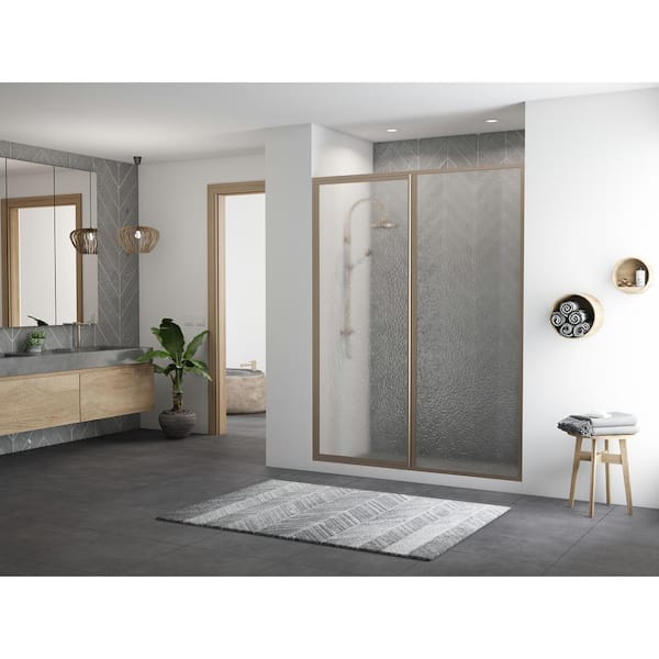 Coastal Shower Doors Legend 39.5 in. to 41 in. x 69 in. Framed Hinged Shower Door with Inline Panel in Brushed Nickel with Obscure Glass