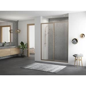 Legend 56.5 in. to 58 in. x 69 in. Framed Hinge Swing Shower Door with Inline Panel in Brushed Nickel with Obscure Glass