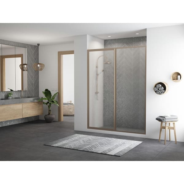 Coastal Shower Doors Legend 59.5 in. to 61 in. x 66 in. Framed Hinge Swing Shower Door with Inline Panel in Brushed Nickel with Obscure Glass