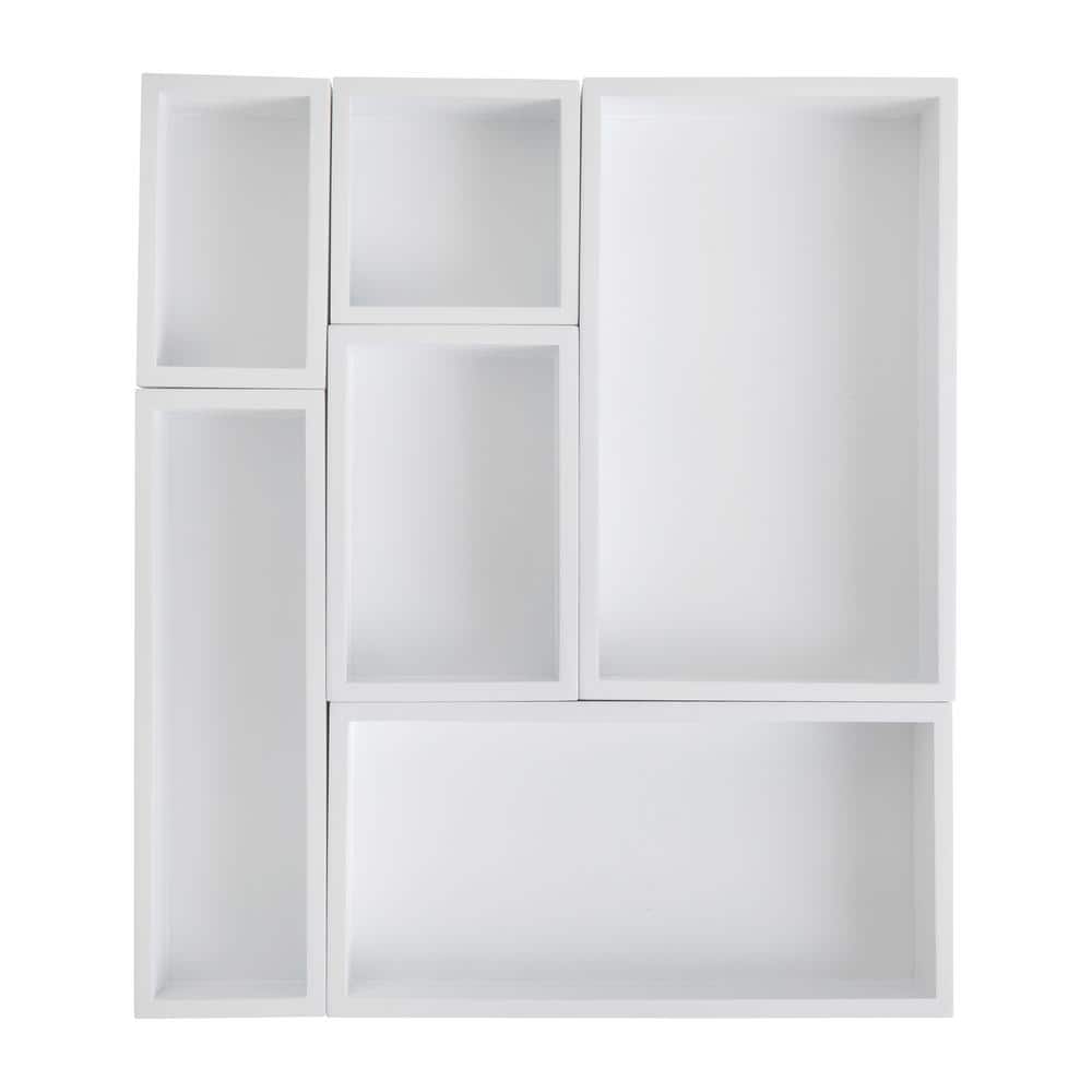 White 6-Piece Wooden Desk Drawer Organizer Set