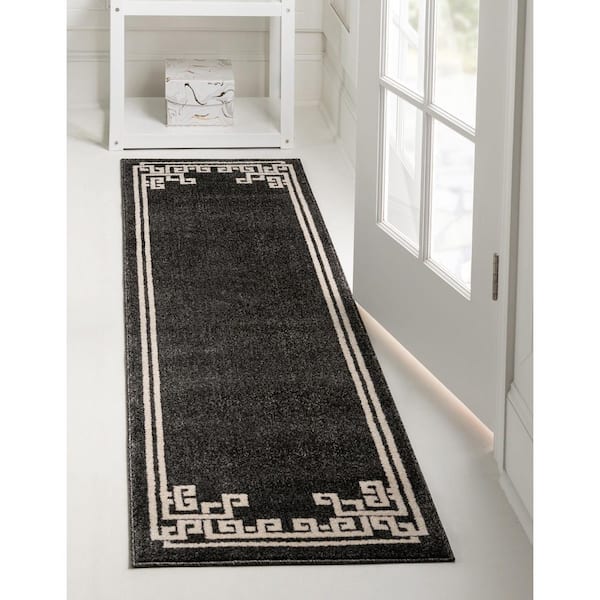 Athens Geometric Black 2' 0 x 6' 0 Runner Rug