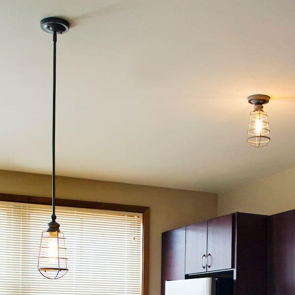 Ajax Collection 1-Light Textured Coffee Bronze Indoor Ceiling Mount