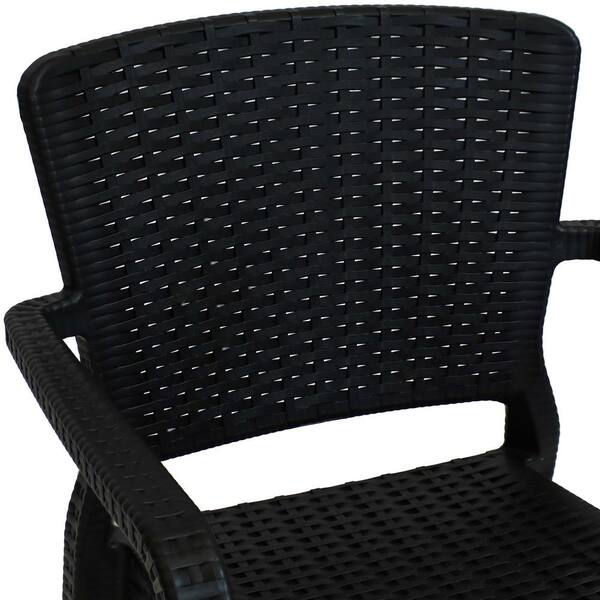 Sunnydaze Segonia Black Stacking Plastic Indoor/Outdoor Sunnydaze Segonia Black Stacking Plastic Indoor/Outdoor