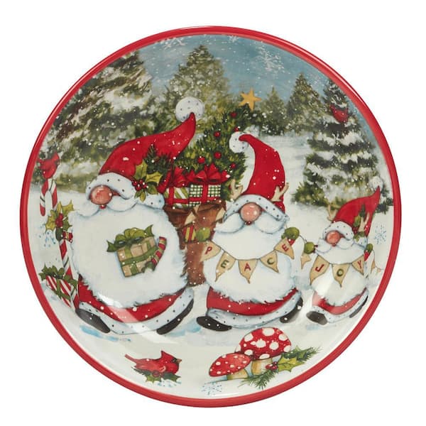Certified International Christmas Gnomes 123 fl. oz. Assorted Colors Earthenware Serving Bowl