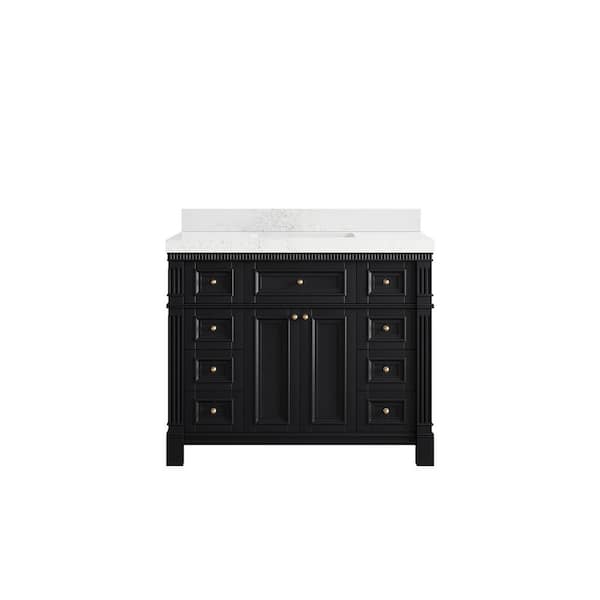 Willow Collections Paris 42 in. W x 22 in. D x 36 in. H Single Sink Bath Vanity in Black with 2 in. Empira White qt. Top