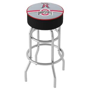 The Ohio State University Brutus Stripe 31 in. Red Backless Metal Bar Stool with Vinyl Seat