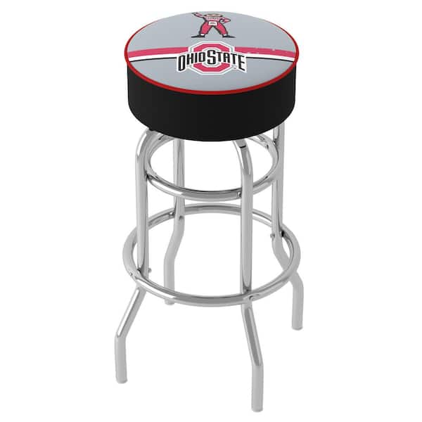 Unbranded The Ohio State University Brutus Stripe 31 in. Red Backless Metal Bar Stool with Vinyl Seat