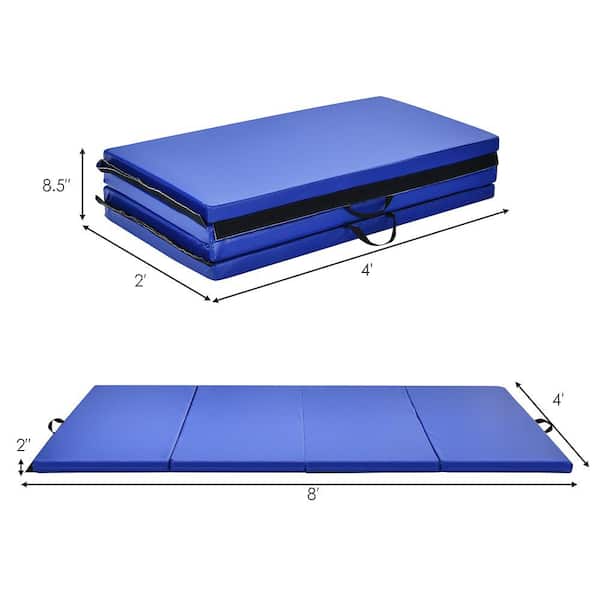 HONEY JOY Blue 4 ft. x 8 ft. x 2 in. Folding Gymnastic Tumbling Mat Yoga Mat  with Handles (32 sq. ft.) TOPH-0015 - The Home Depot