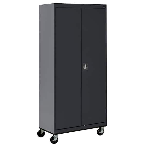 Transport Wardrobe Series 36 in. W x 78 in. H x 24 in. D 22-Gauge 2-Shelf Freestanding Storage Cabinet in Black