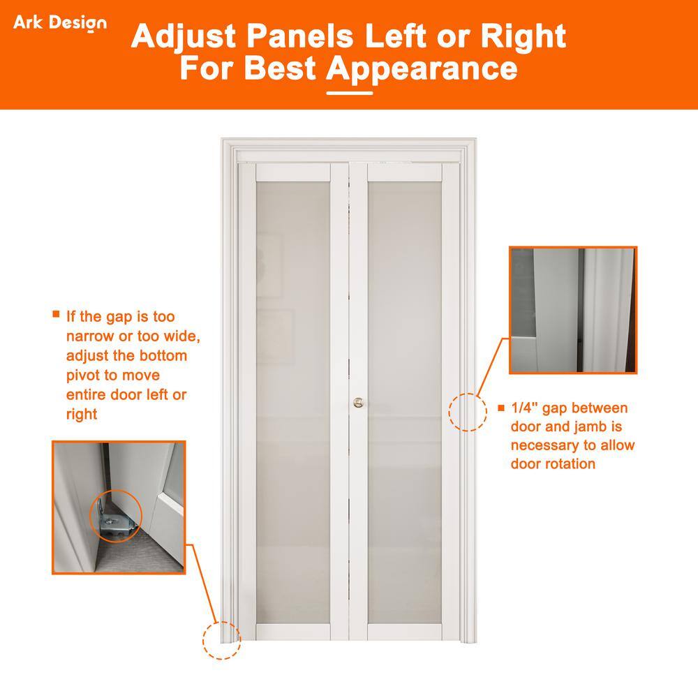 24 in. x 80 in. White Frosted Glass Solid Core MDF Bifold Door
