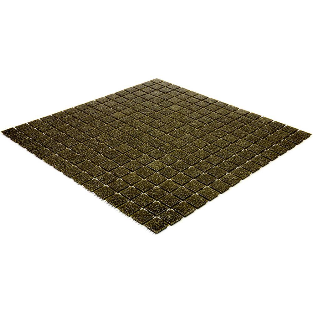 Peanut Brown Iridescent Glass Mosaic Wall and Floor Tile