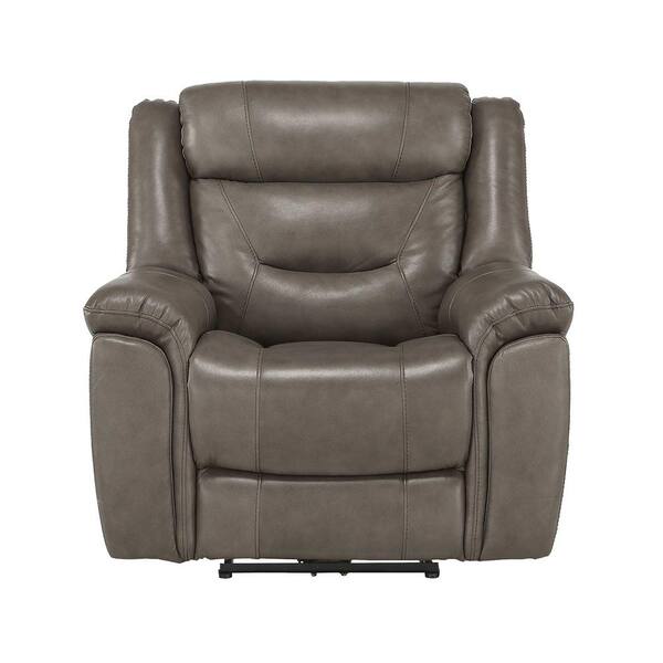 EVERGLADE HOME Barbal Brownish Gray Faux Leather Upholstery Power Reclining Chair