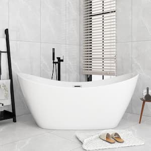 67 in. x 31 in. Soaking Bathtub with Center Drain in Glossy White