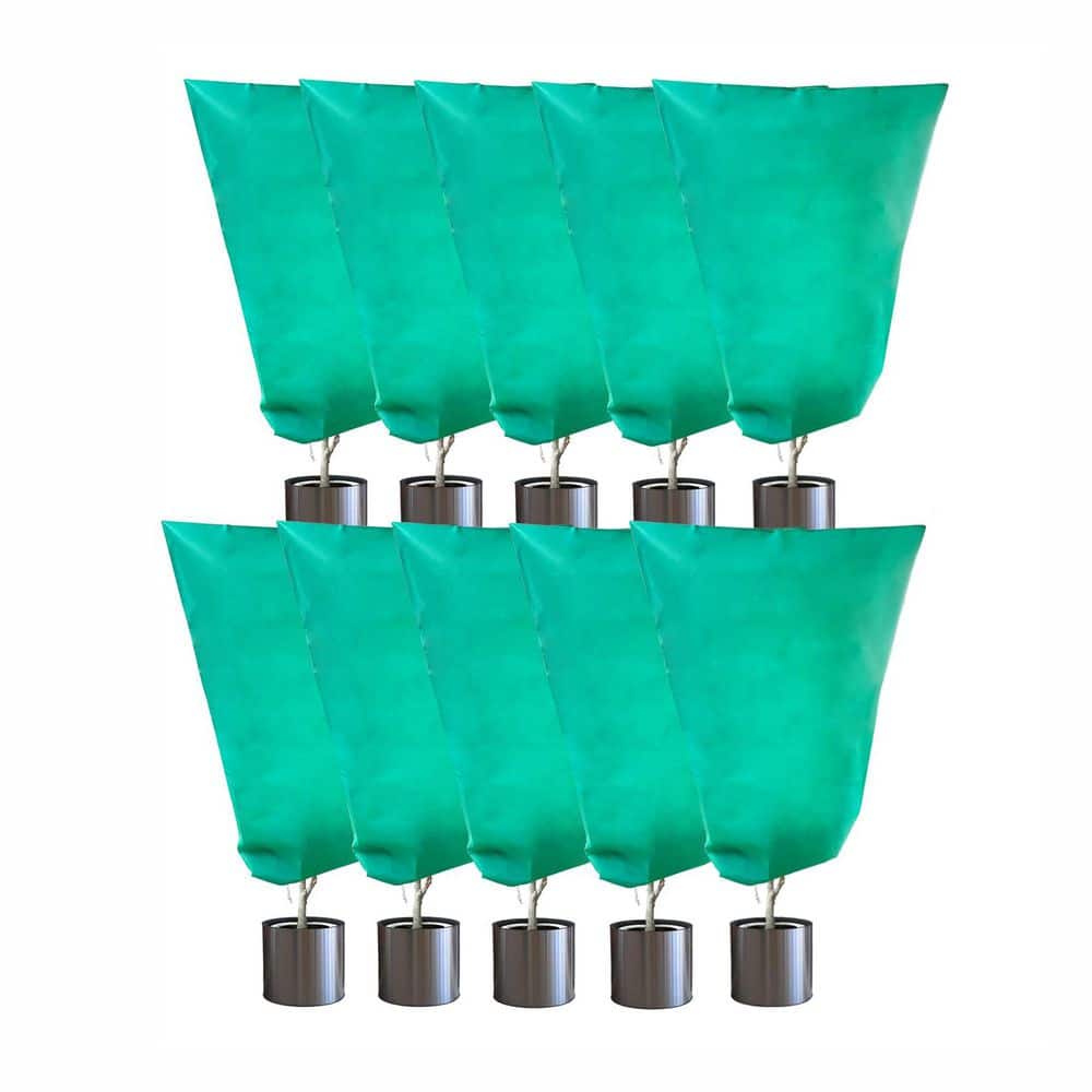 "35"" × 50"" Green Non-woven Plant Cover Shrub Tree Protector Bag Zipper Drawstring Frost Blanket 10-Pack" price history on PriceWatchPro