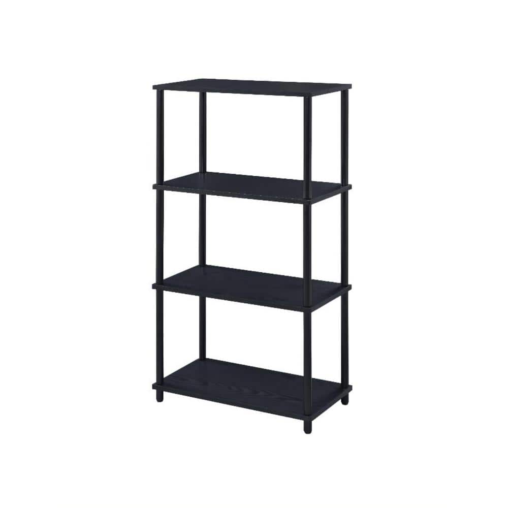 Jushua 44 in. Height Black Finish 4Shelves Bookcase for Bedroom Living