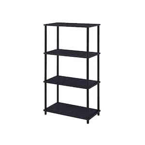 44 in. Height Black Finish 4-Shelves Bookcase for Bedroom Living Room