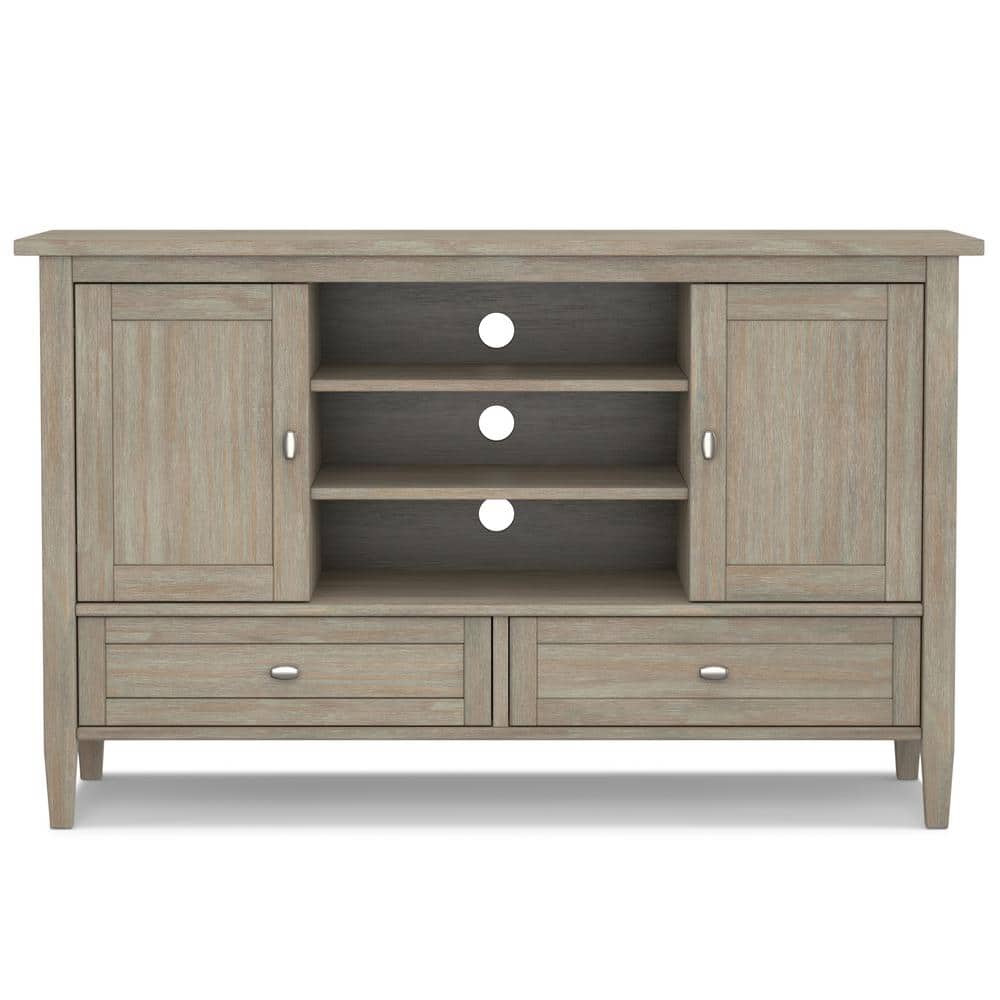 Distressed Gray Pine 47" TV Cabinet with Adjustable Shelves