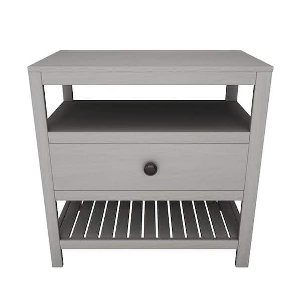 Unbranded 1-Drawer Gray Wooden Nightstand (25.52 in. H x 26 in. W x 15 in. D)