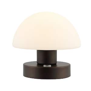 Zoe 5.75 in. Oil Rubbed Bronze/White Bohemian Farmhouse Iron Rechargeable Integrated LED Table Lamp
