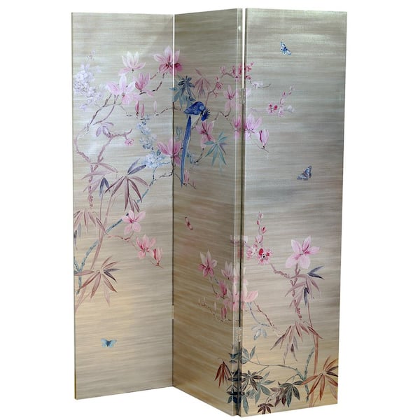 Arthouse 5 ft. 3-Panel Gold Jardin Floral Room Divider