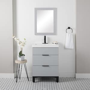 Silverleaf 24 in. W x 19 in. D x 35 in. H Single Sink Bath Vanity in Pearl Gray with White Cultured Marble Top