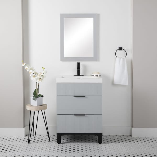 Home Decorators Collection Silverleaf 24 in. W x 19 in. D x 35 in. H Single Sink Bath Vanity in Pearl Gray with White Cultured Marble Top