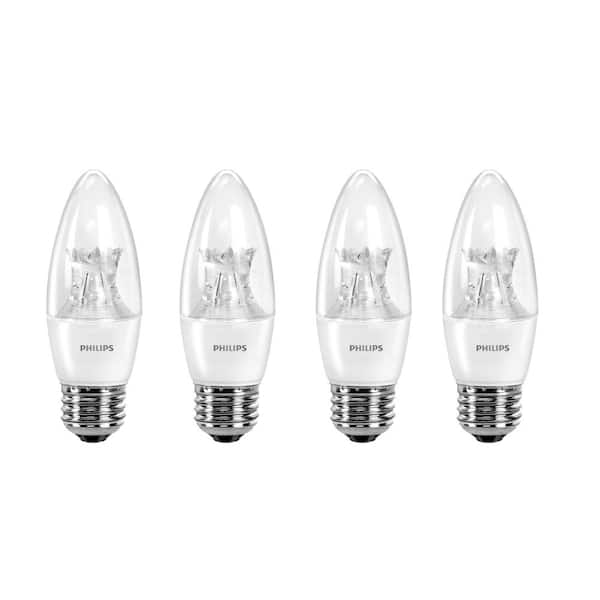 Philips 40-Watt Equivalent B11 Dimmable LED Blunt Tip Candle Soft White with Warm Glow Light Effect (4-Pack)