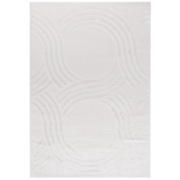 Saylor 9 ft. x 12 ft. Ivory Solid Swirl Striped Area Rug