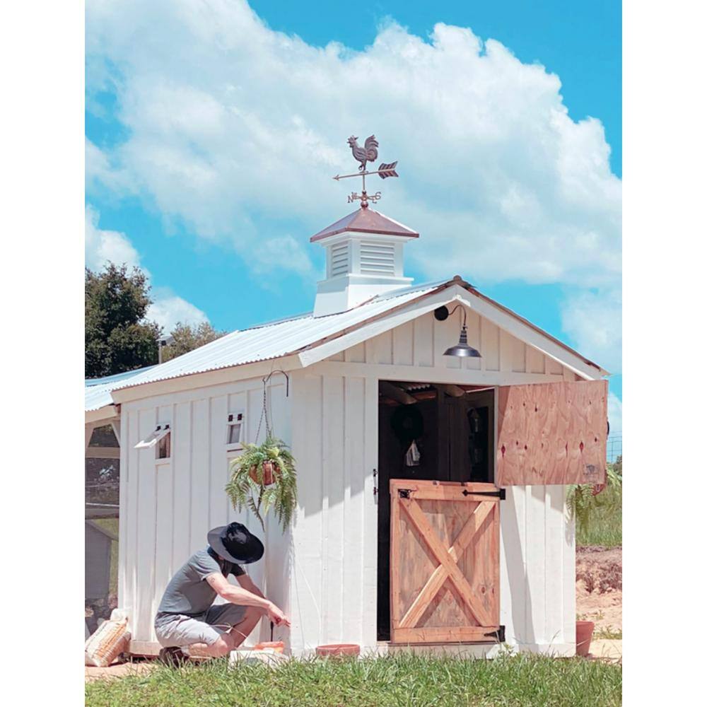 Copper Rooster Cottage Weathervane with Roof Mount