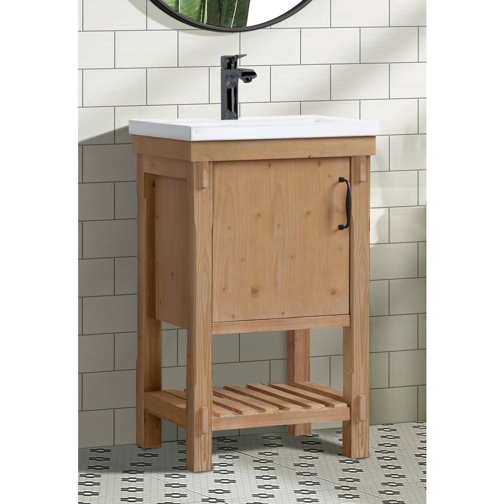 Marina Driftwood Solid Wood Single Bathroom Vanity with Ceramic Top
