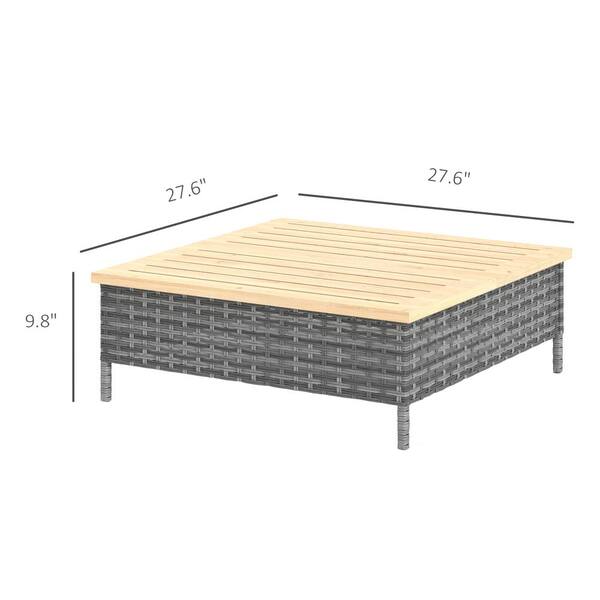Dracelo 27.6 in. Wood+Paper Round Outdoor Side Table, Gray+Gray RD1390 ...