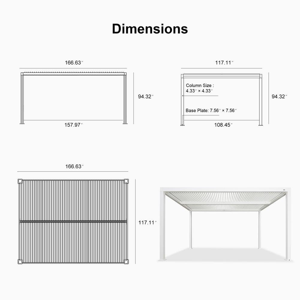 Gray Aluminum 10' x 14' Hardtop Patio Gazebo with Curtains