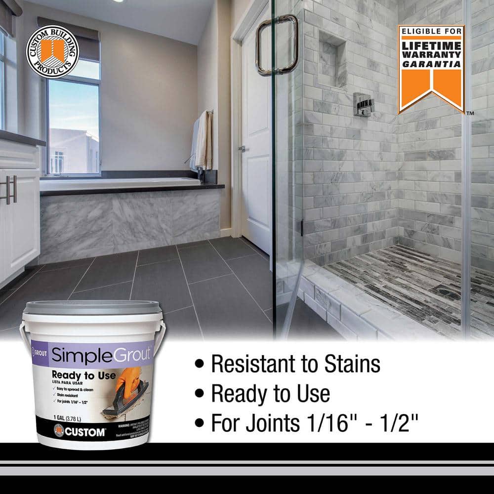 Delorean Gray Pre-Mixed Sanded Tile Grout, 1 Gallon