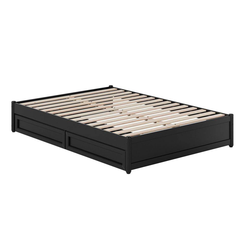 Barcelona Black Solid Wood Frame Queen Panel Platform Bed with Storage Drawers - thumbnail 7