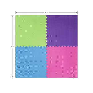 Primary Pastel 24 in. W x 24 in. L x 0.5 in. Thick Foam Exercise\Gym Flooring Tiles (4 Tiles\Case) (16 sq. ft.)