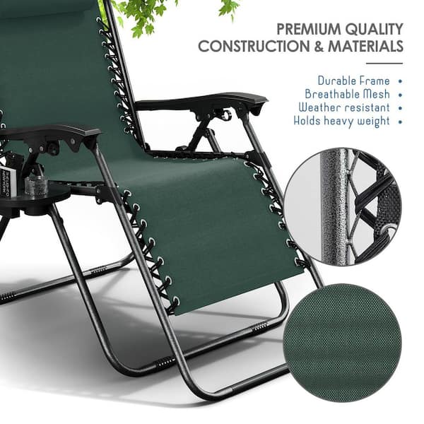 HEARTH & HARBOR Forest Green Zero Gravity Chairs, Metal Outdoor