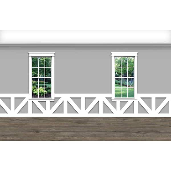 Ornamental Mouldings . 75 in. D x 32 in. W x 92 in. L Unfinished Aspen Wood Sunrise Wainscot Kit Panel Moulding