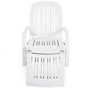 White Wheels Height Adjustable Plastic Outdoor Lounge Chair