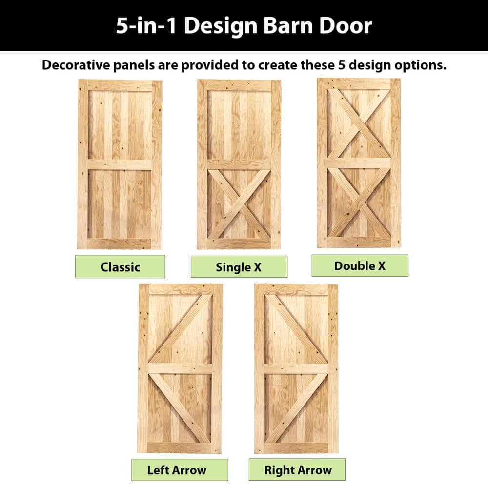 Unfinished Pine Wood 60'' x 84'' Barn Door