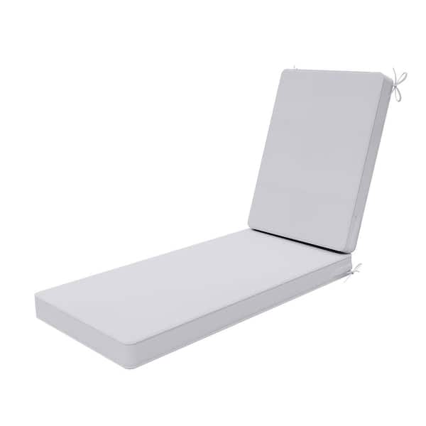 AAAAAcessories 21 in. x 72 in. Outdoor Chaise Lounge Cushions for Patio Furniture, Water and Stain Resistant Cushion in Light Gray