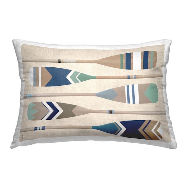 Striped Boat Paddles Multi-Color Geometric Polyester 14 in. x 20 in. Throw Pillow