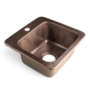 Copper 15 in. 1-Hole Drop-in Bar Sink