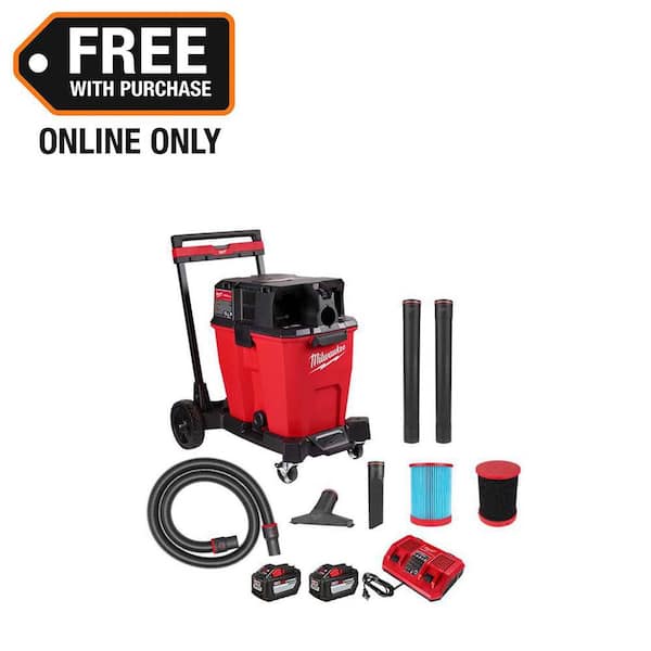 M18 FUEL 12 Gallon Cordless DUAL-BATTERY Wet/Dry Shop Vac Kit W/12.0 Ah Battery, and Charger w/Large Foam Wet Filter
