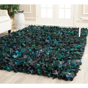 Hand Tufted Shag Polyester 6'x9' Area Rug Solid Green BBH Homes BBK00108 