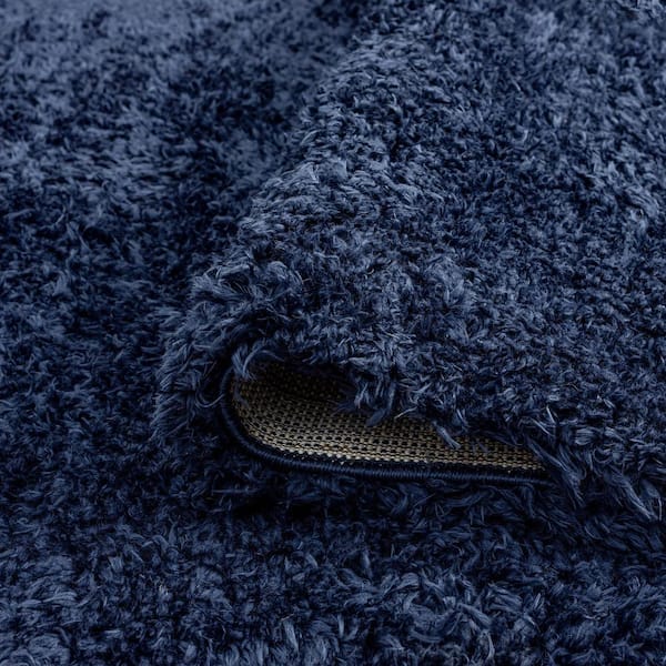 Tayse Rugs Heavenly Shag Solid Navy 5 ft. x 8 ft. Indoor Area Rug